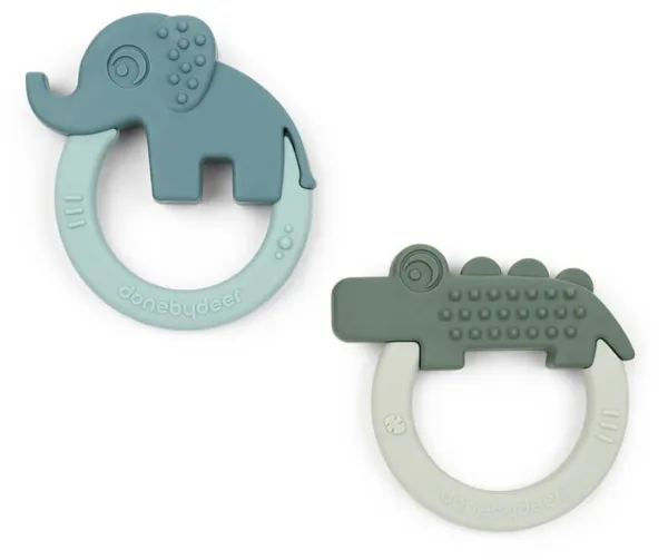 Beißring 2 Stk Deer friends Grün/Blau