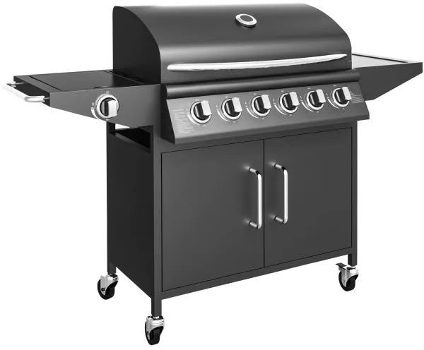 Gasgrill mit 6 Brennern und Seitenbrenner