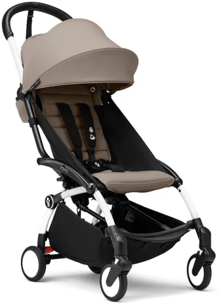 YOYOÂ³ Kinderwagen - Taupe auf weißem Gestell