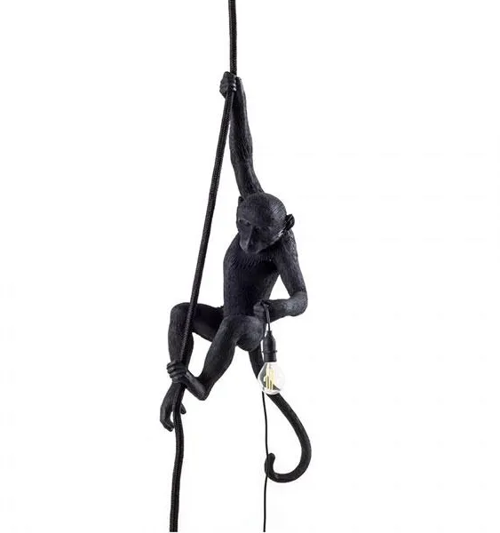 Seletti Monkey With Rope Hängelampe Schwarz Außen