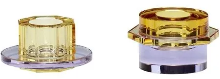 Hübsch Kiosk Kerzenhalter Bernsteinfarben/Lila Set mit 2
