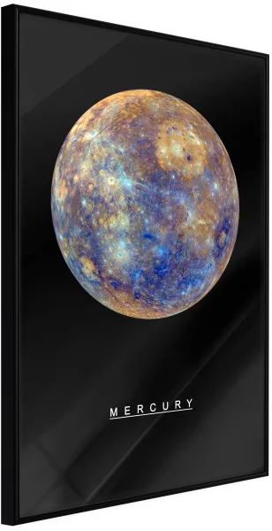 ARTGEIST Poster mit Rahmen - The Solar System: Mercury mit goldenem Passepartout 30x45