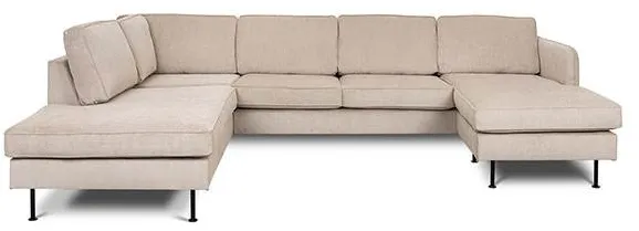 Læso Sofa mit Chaiselongue und Open-End - 288 x 210 cm - beiger Samt - rechts ausgerichtet