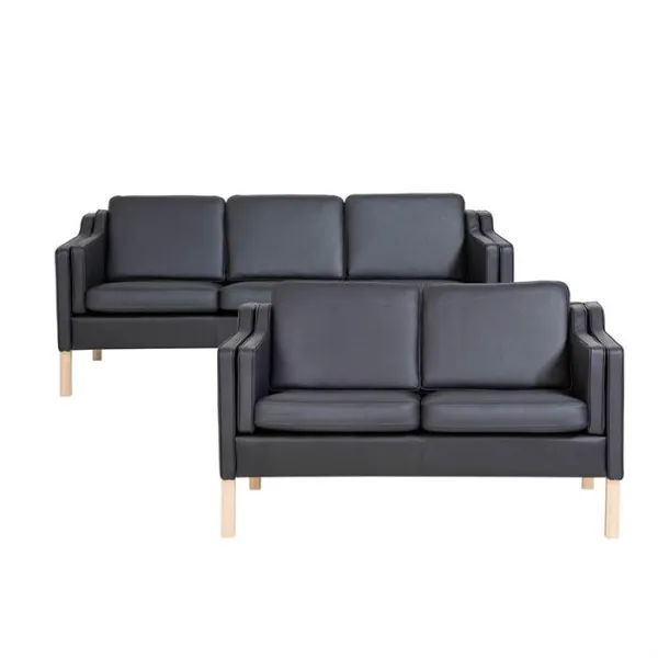 Boston Sofa-Set 2 + 3 Personen - Schwarzes Leder