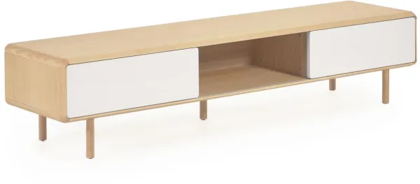 LAFORMA Anielle TV-Schrank, mit 2 Schiebetüren - grau/natur Eschenfurnier/Eschenholz (180x41)