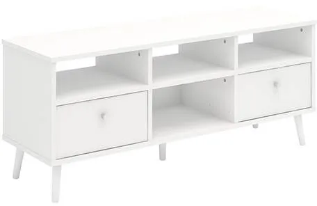 TV-Bank mit 2 Schubladen - mattweiß - B:128 cm